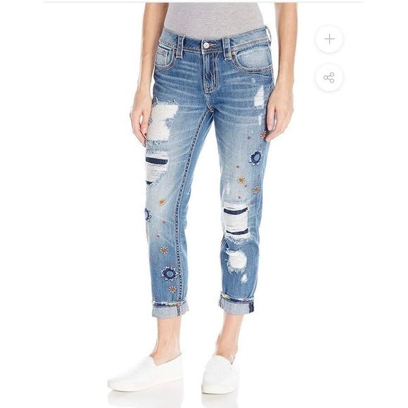 Miss Me Denim - Miss Me Women's‎ Embroidered Ankle Boyfriend Denim Jeans Size 25